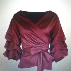 Amelie Ruffle Tiered Sleeve Wrap top-Used once